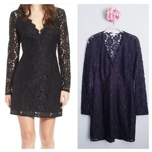 WAYF Black Long Sleeve Lace Say It Out Loud Dress
